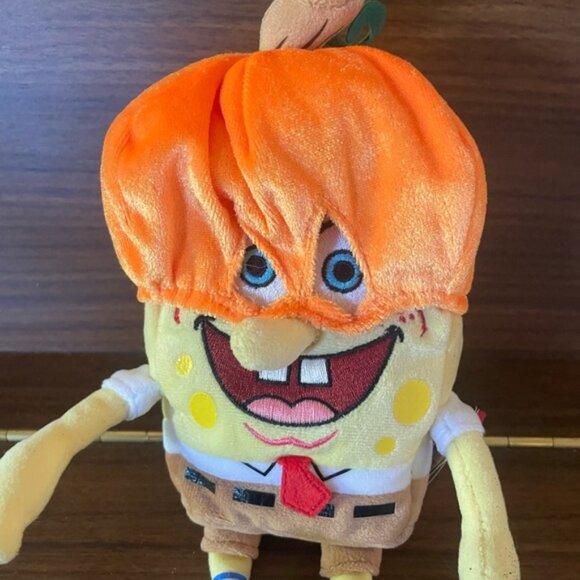 New SpongeBob SquarePants Pumpkin Mask Halloween TY Beanie Baby 9” - Picture 5 of 8